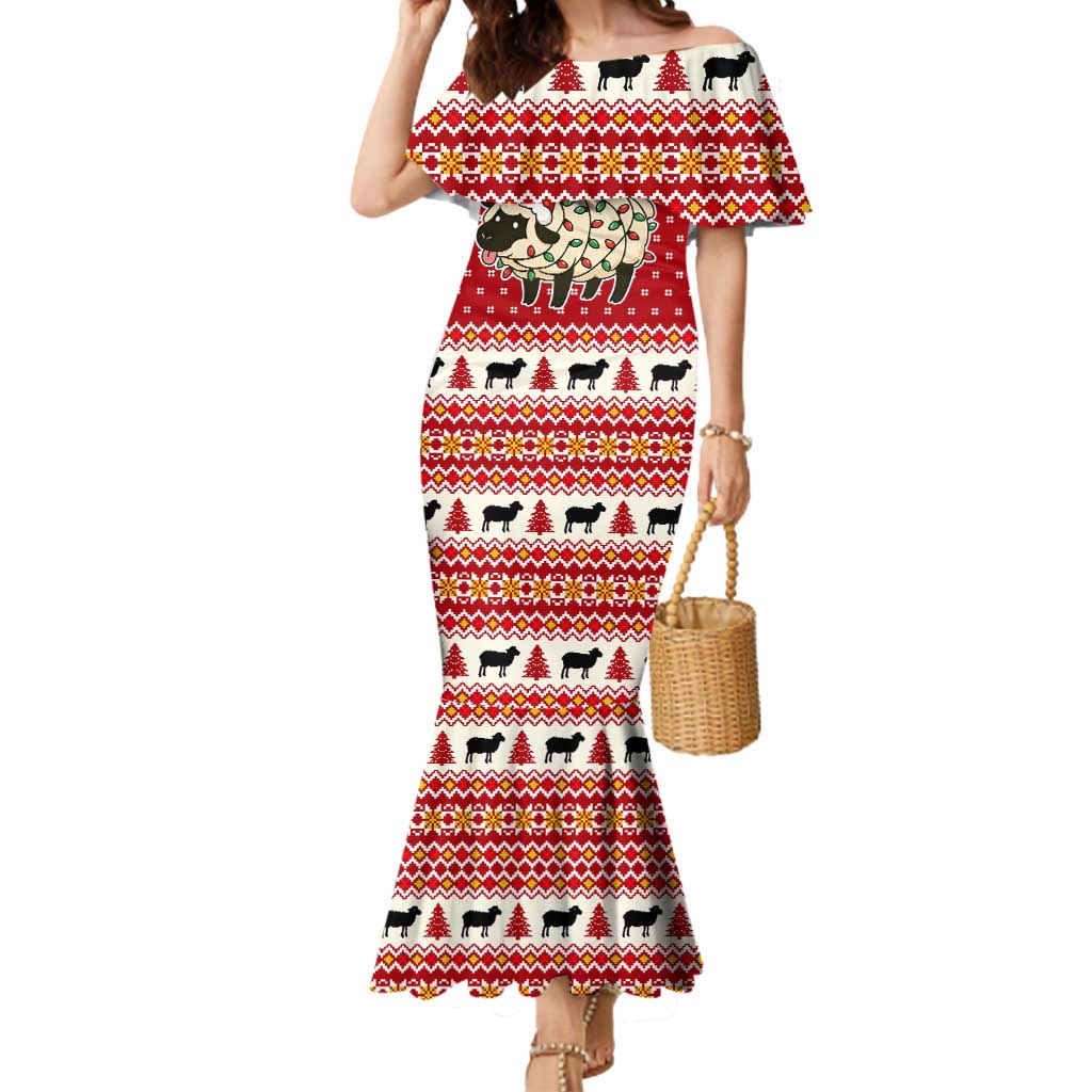 Sheep Merry Christmas Mermaid Dress Xmas Holiday Patterns - Wonder Print Shop