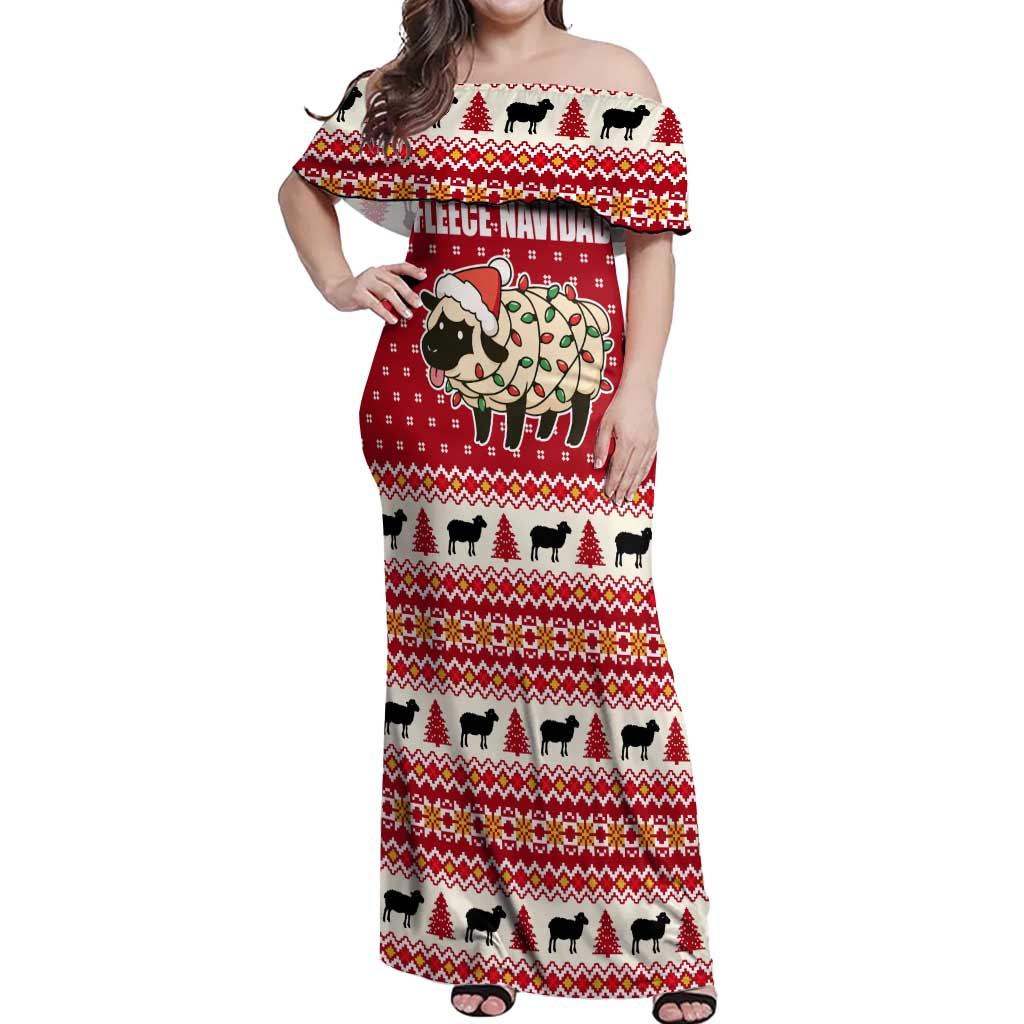 Sheep Merry Christmas Off Shoulder Maxi Dress Xmas Holiday Patterns - Wonder Print Shop
