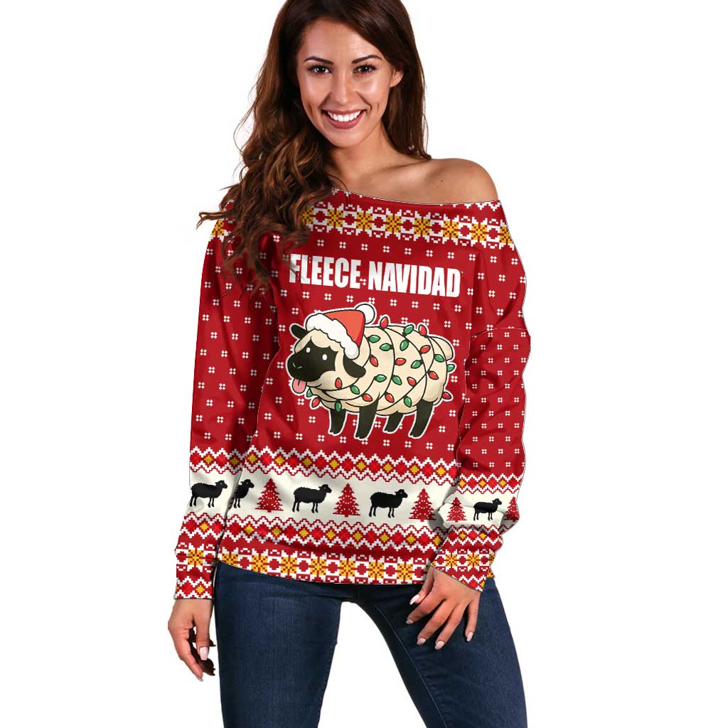 Sheep Merry Christmas Off Shoulder Sweater Xmas Holiday Patterns - Wonder Print Shop