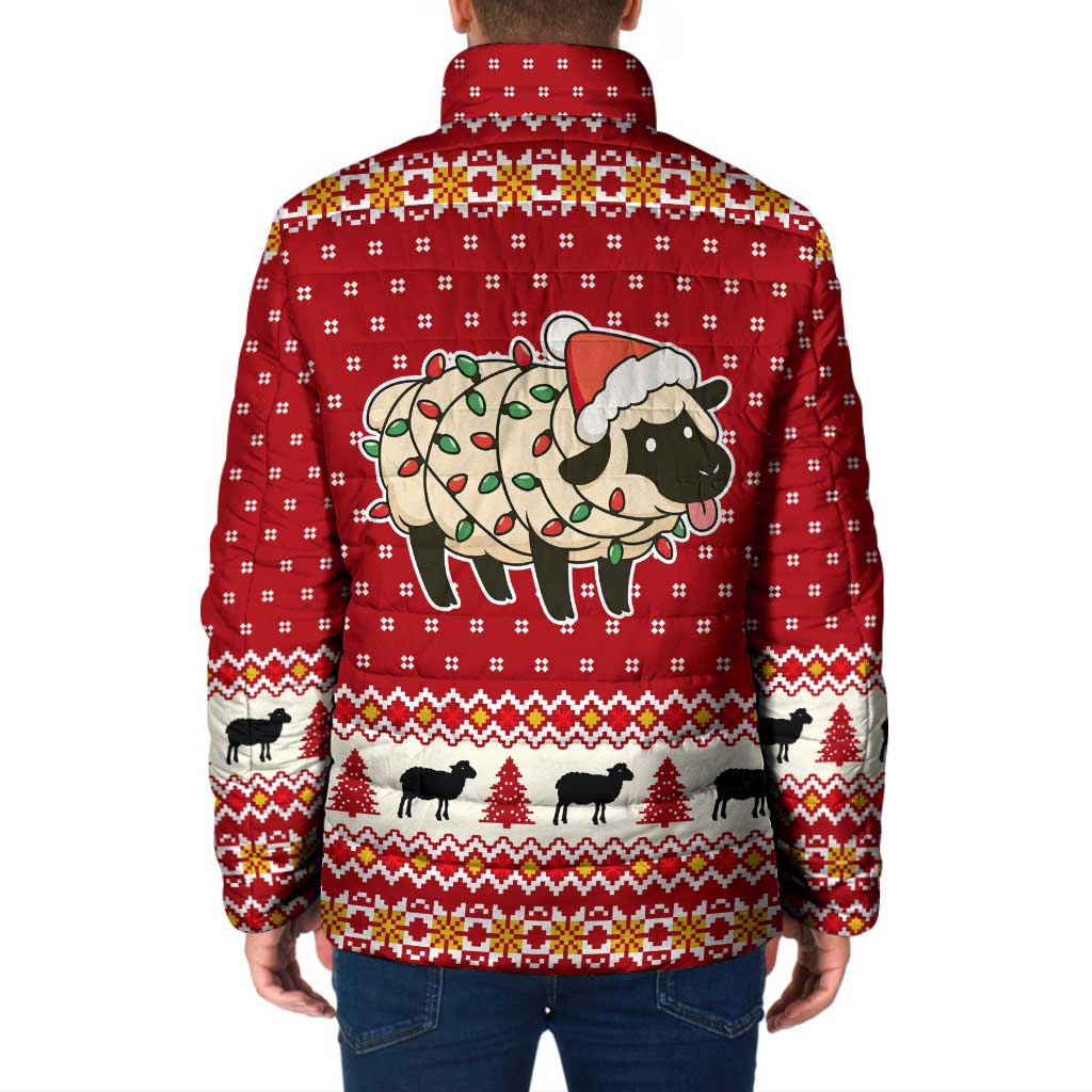 Sheep Merry Christmas Padded Jacket Xmas Holiday Patterns - Wonder Print Shop