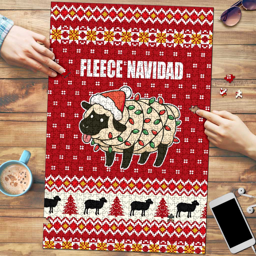 Sheep Merry Christmas Puzzle Xmas Holiday Patterns - Wonder Print Shop