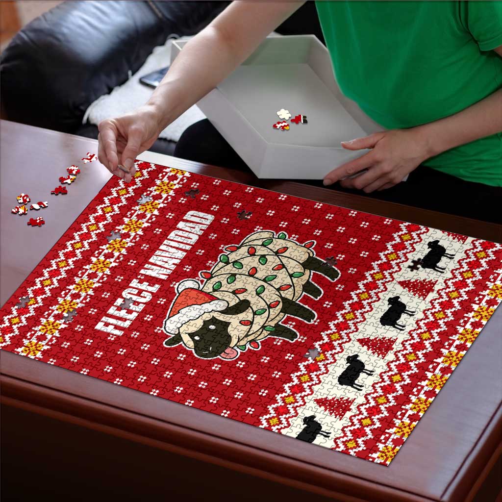 Sheep Merry Christmas Puzzle Xmas Holiday Patterns - Wonder Print Shop