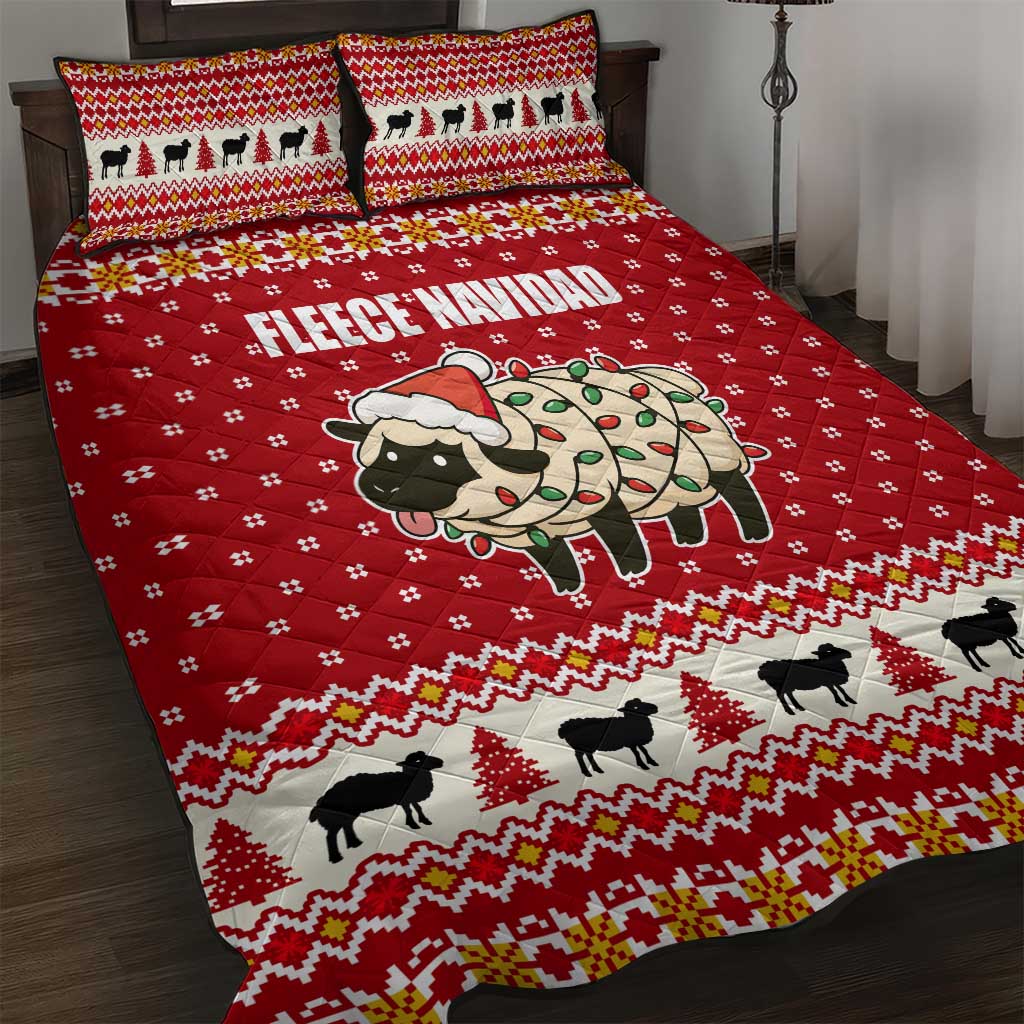 Sheep Merry Christmas Quilt Bed Set Xmas Holiday Patterns - Wonder Print Shop