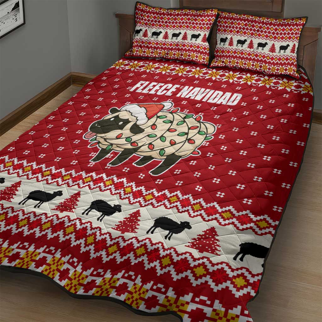 Sheep Merry Christmas Quilt Bed Set Xmas Holiday Patterns - Wonder Print Shop