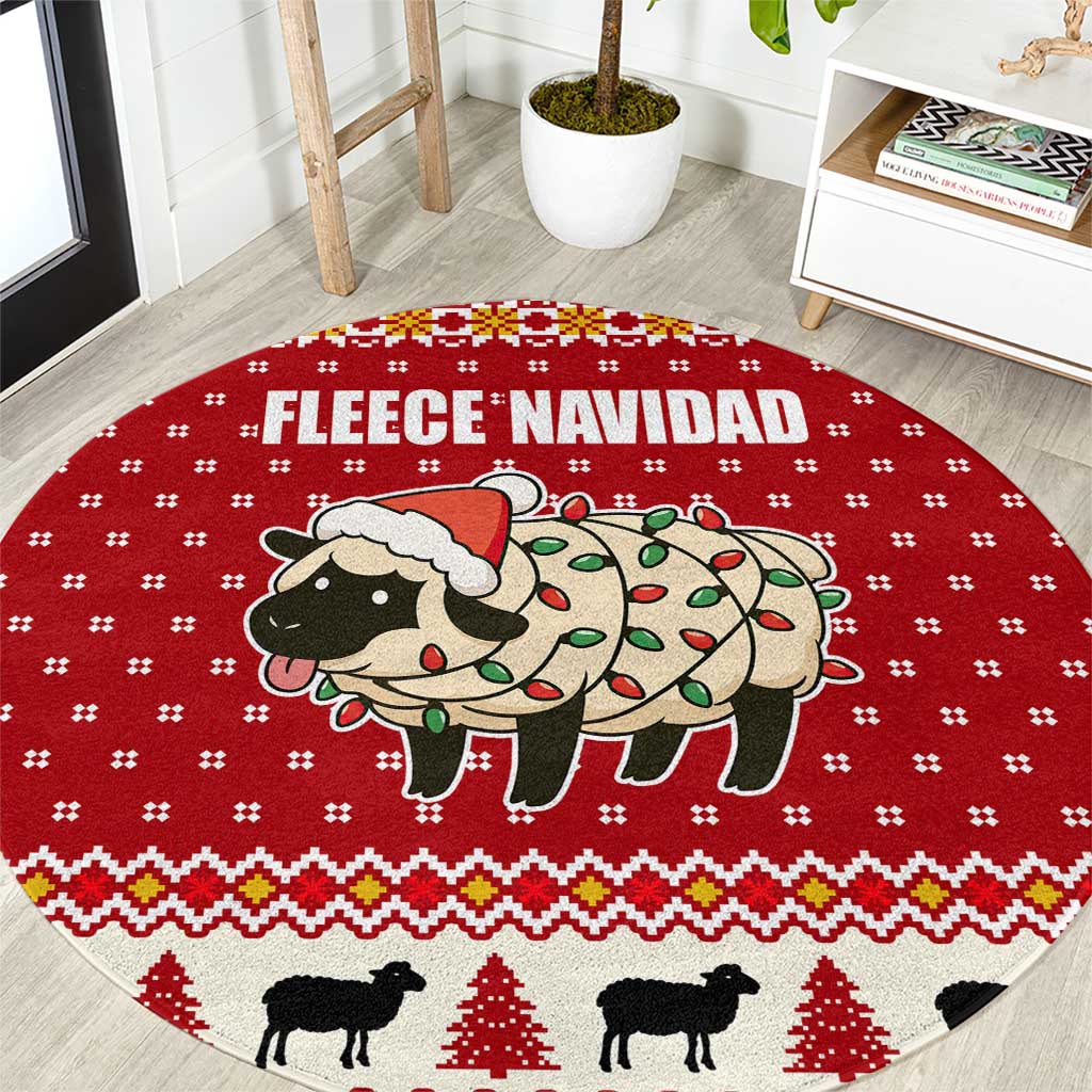 Sheep Merry Christmas Round Carpet Xmas Holiday Patterns - Wonder Print Shop