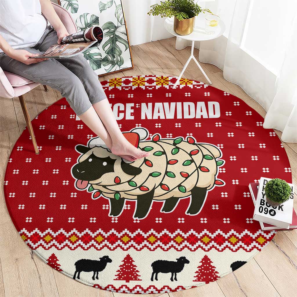 Sheep Merry Christmas Round Carpet Xmas Holiday Patterns - Wonder Print Shop