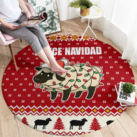 Sheep Merry Christmas Round Carpet Xmas Holiday Patterns - Wonder Print Shop