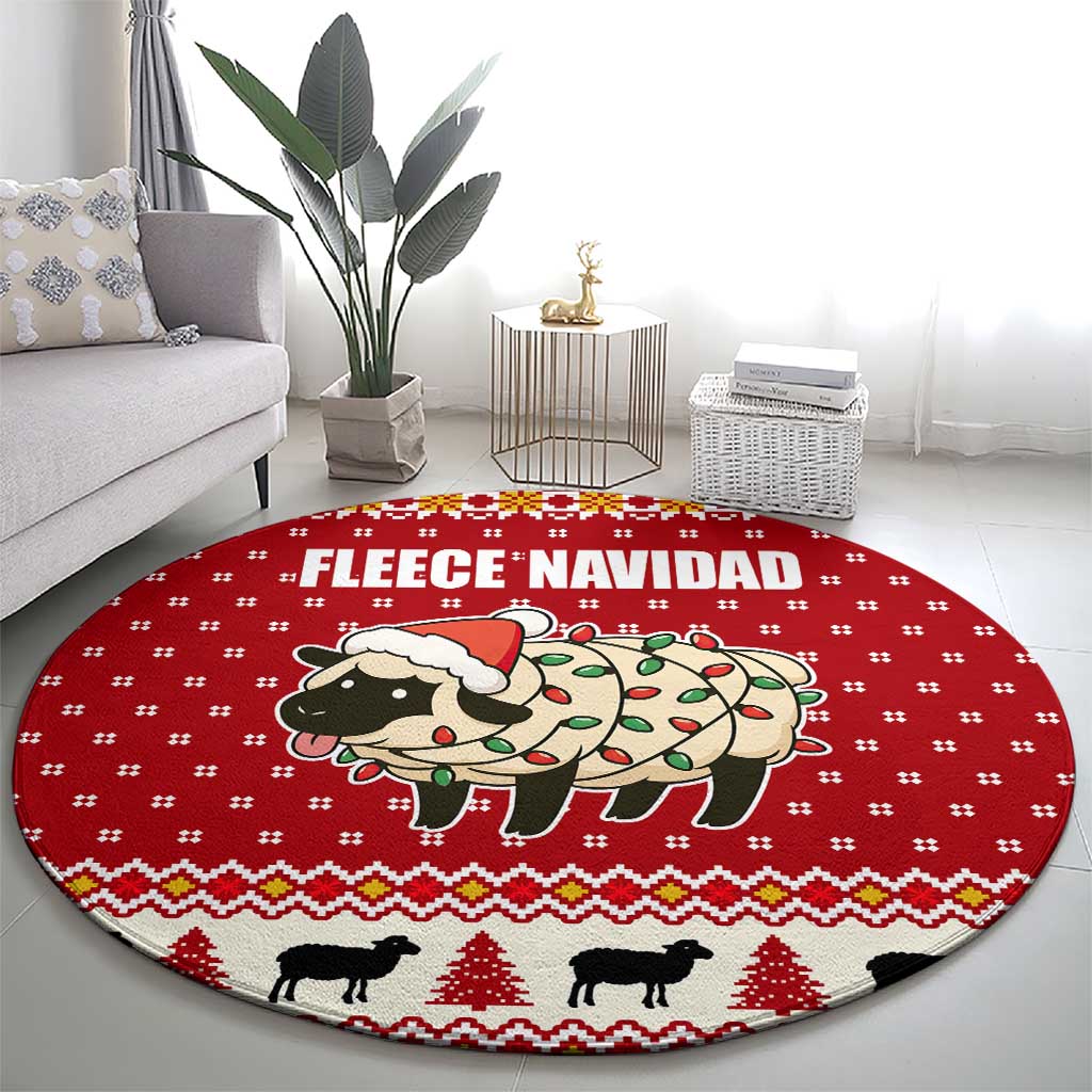 Sheep Merry Christmas Round Carpet Xmas Holiday Patterns - Wonder Print Shop