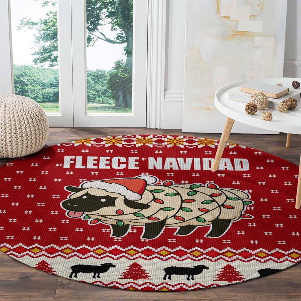 Sheep Merry Christmas Round Carpet Xmas Holiday Patterns - Wonder Print Shop
