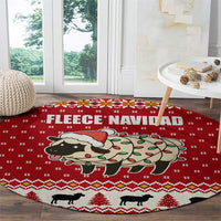 Sheep Merry Christmas Round Carpet Xmas Holiday Patterns - Wonder Print Shop