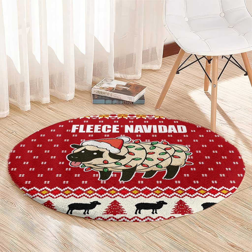 Sheep Merry Christmas Round Carpet Xmas Holiday Patterns - Wonder Print Shop