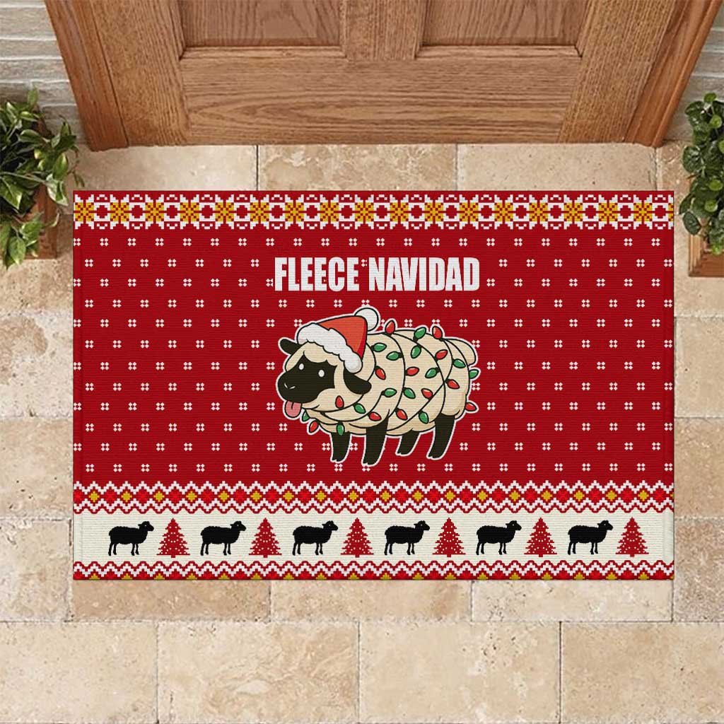 Sheep Merry Christmas Rubber Doormat Xmas Holiday Patterns - Wonder Print Shop