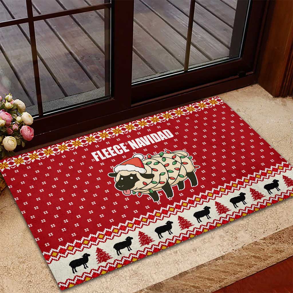 Sheep Merry Christmas Rubber Doormat Xmas Holiday Patterns - Wonder Print Shop