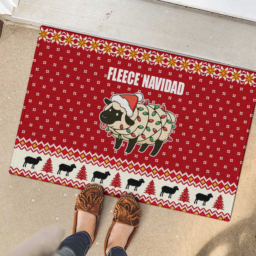 Sheep Merry Christmas Rubber Doormat Xmas Holiday Patterns - Wonder Print Shop