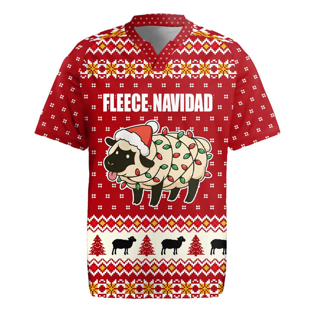 Sheep Merry Christmas Rugby Jersey Xmas Holiday Patterns - Wonder Print Shop