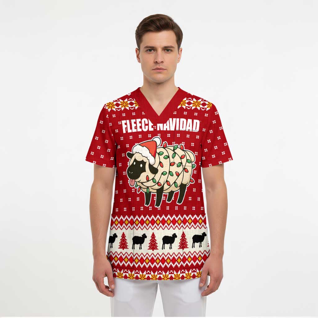 Sheep Merry Christmas Scrub Top Xmas Holiday Patterns - Wonder Print Shop