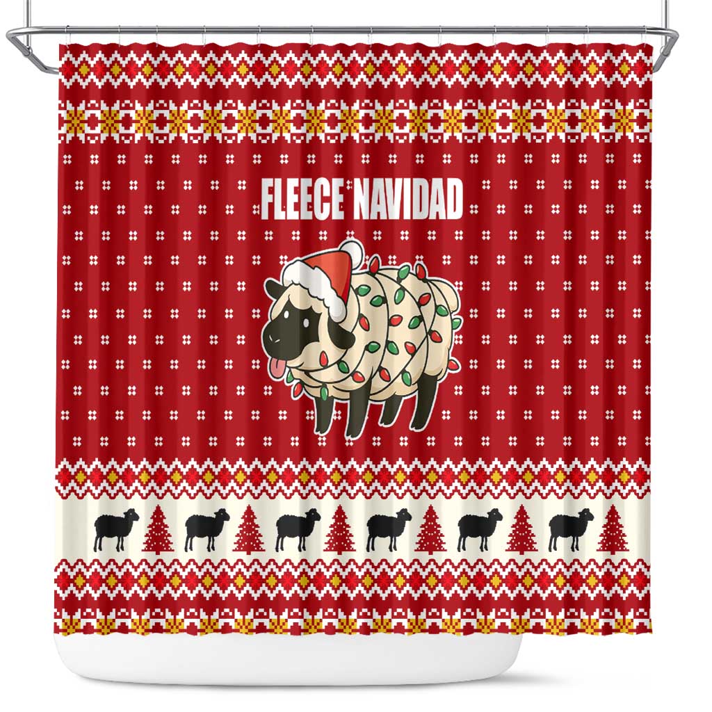 Sheep Merry Christmas Shower Curtain Xmas Holiday Patterns - Wonder Print Shop
