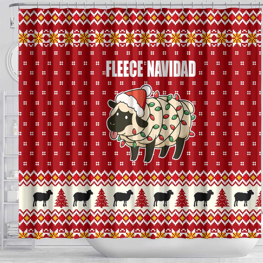 Sheep Merry Christmas Shower Curtain Xmas Holiday Patterns - Wonder Print Shop