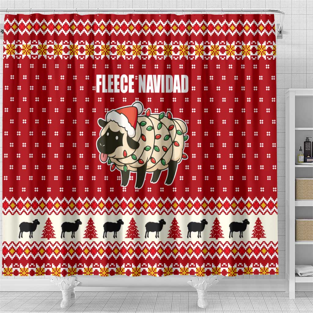 Sheep Merry Christmas Shower Curtain Xmas Holiday Patterns - Wonder Print Shop