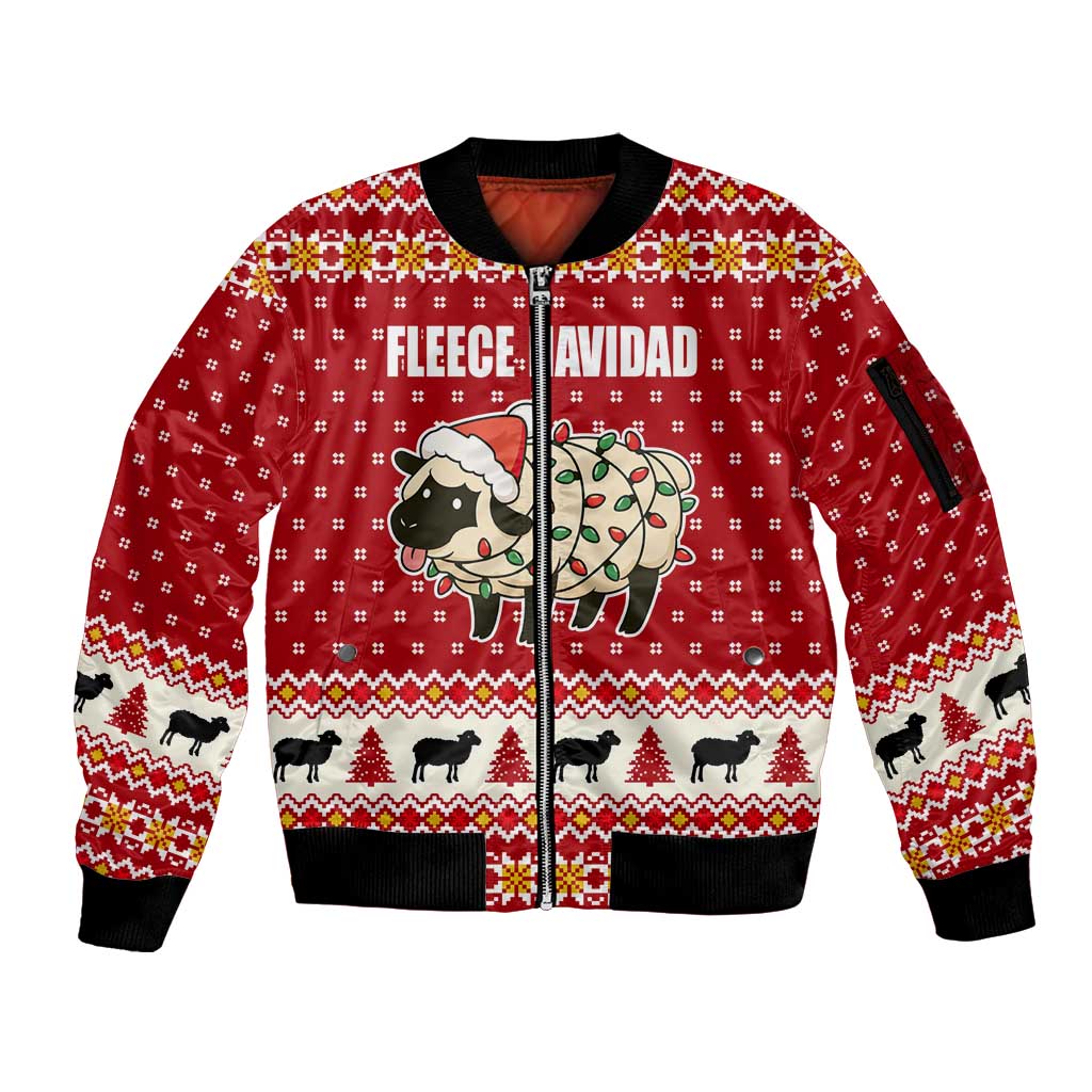 Sheep Merry Christmas Sleeve Zip Bomber Jacket Xmas Holiday Patterns - Wonder Print Shop