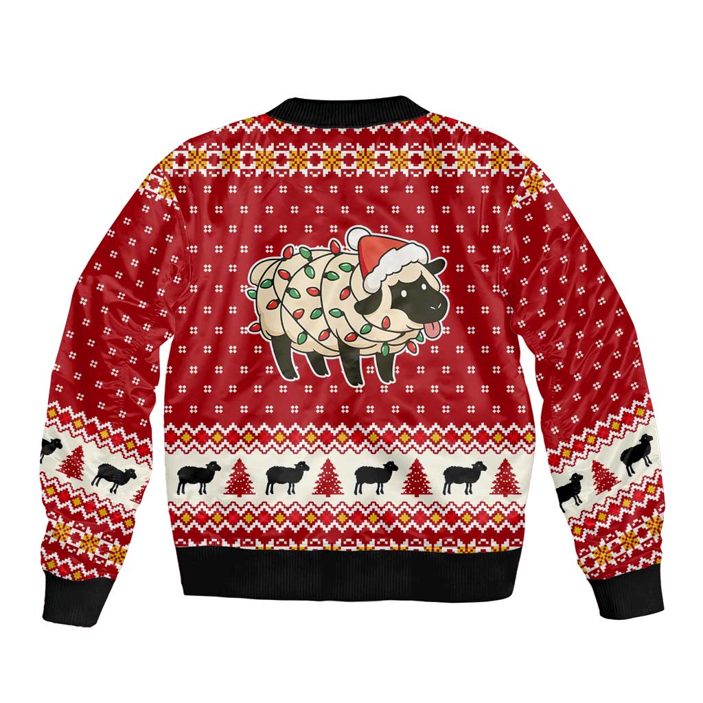 Sheep Merry Christmas Sleeve Zip Bomber Jacket Xmas Holiday Patterns - Wonder Print Shop