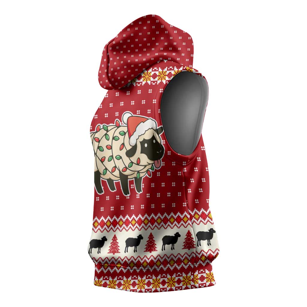 Sheep Merry Christmas Sleeveless Hoodie Xmas Holiday Patterns - Wonder Print Shop