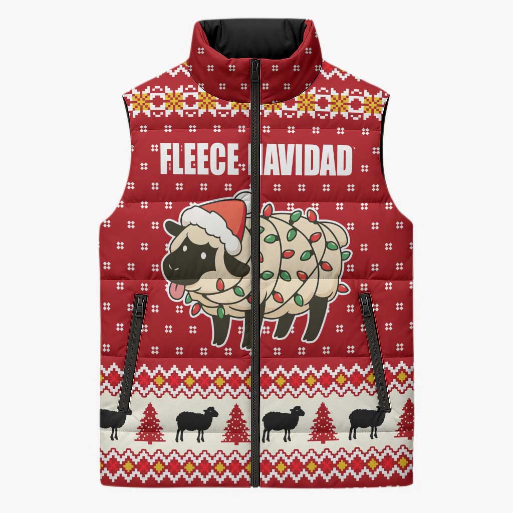 Sheep Merry Christmas Sleeveless Puffer Jacket Xmas Holiday Patterns - Wonder Print Shop