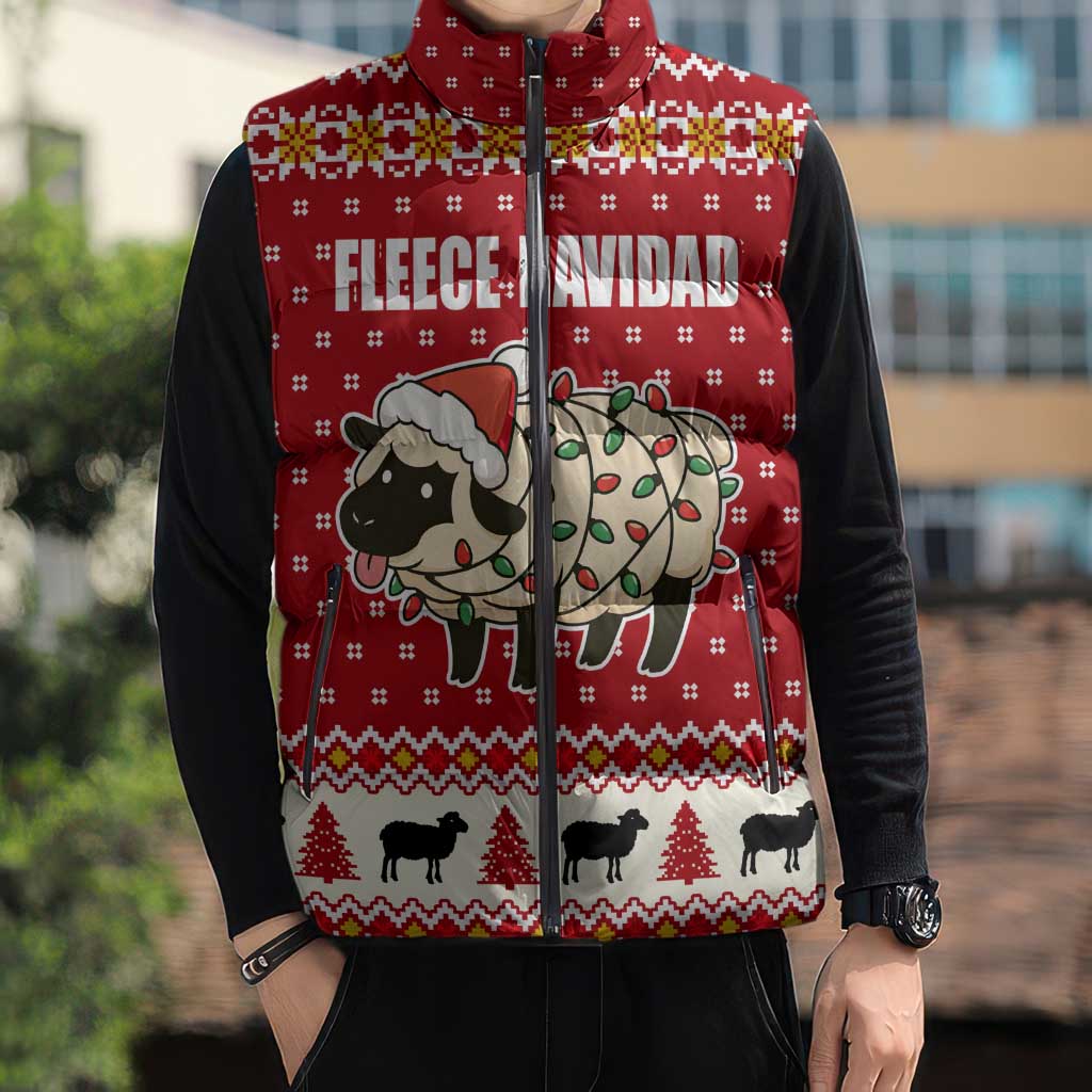 Sheep Merry Christmas Sleeveless Puffer Jacket Xmas Holiday Patterns - Wonder Print Shop