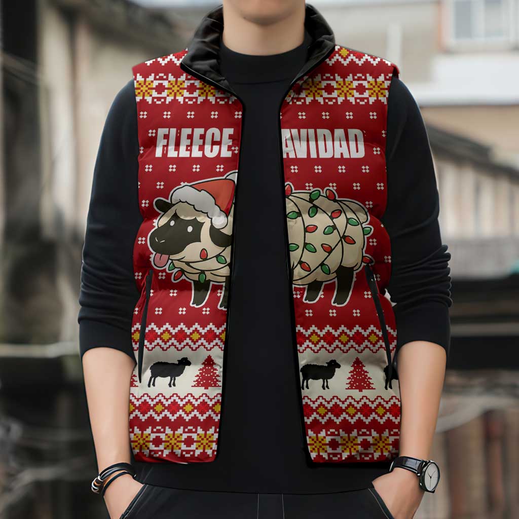 Sheep Merry Christmas Sleeveless Puffer Jacket Xmas Holiday Patterns - Wonder Print Shop