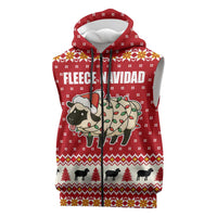 Sheep Merry Christmas Sleeveless Zip Hoodie Xmas Holiday Patterns - Wonder Print Shop