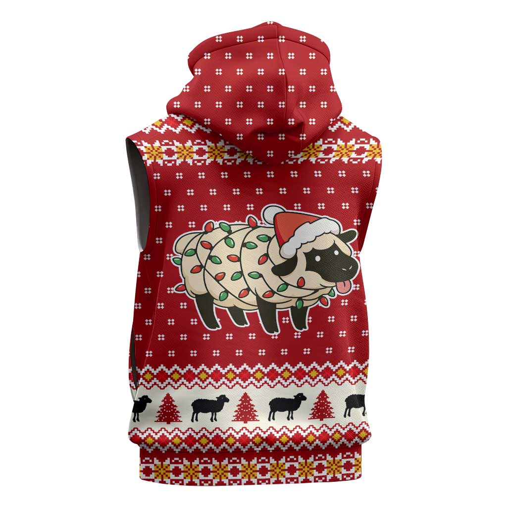 Sheep Merry Christmas Sleeveless Zip Hoodie Xmas Holiday Patterns - Wonder Print Shop