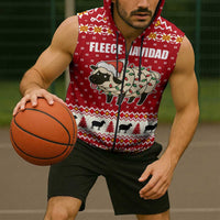 Sheep Merry Christmas Sleeveless Zip Hoodie Xmas Holiday Patterns - Wonder Print Shop
