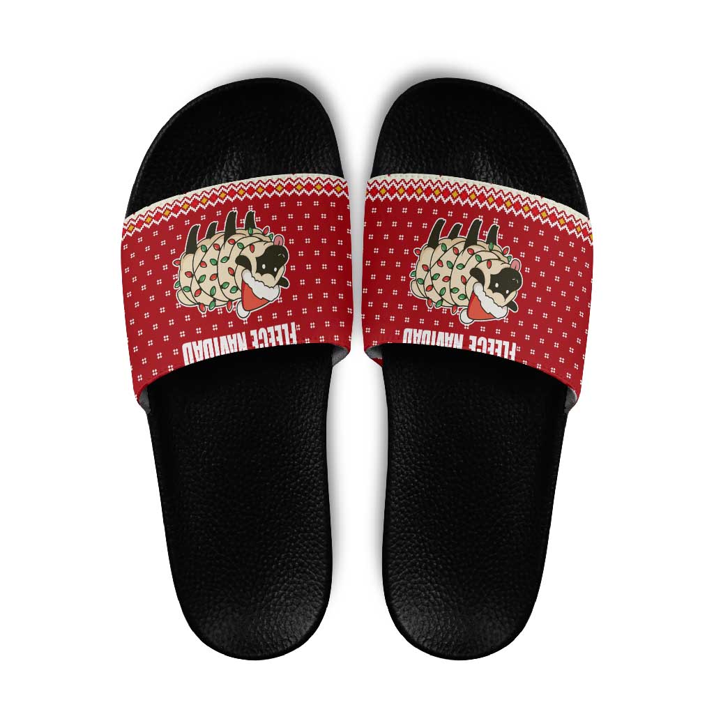Sheep Merry Christmas Slide Sandals Xmas Holiday Patterns - Wonder Print Shop