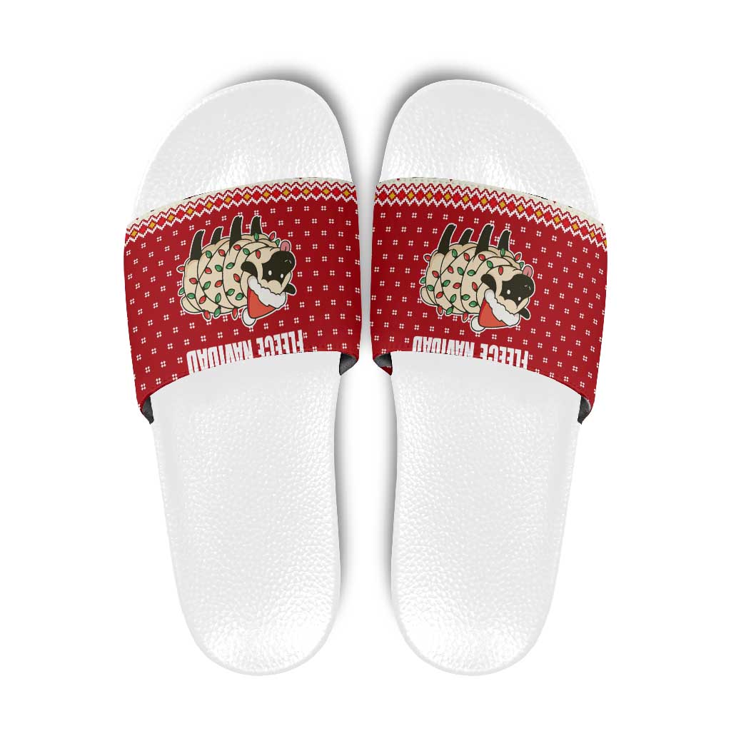 Sheep Merry Christmas Slide Sandals Xmas Holiday Patterns - Wonder Print Shop