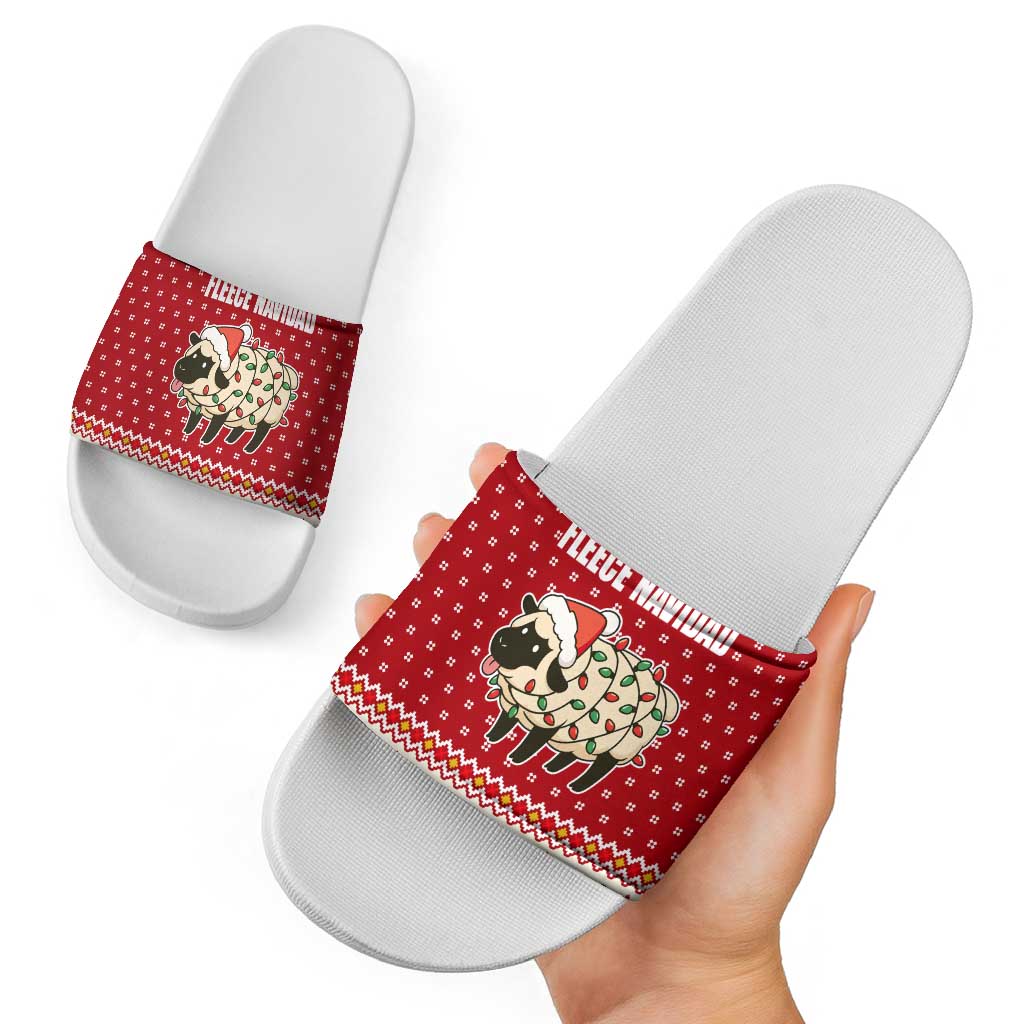 Sheep Merry Christmas Slide Sandals Xmas Holiday Patterns - Wonder Print Shop