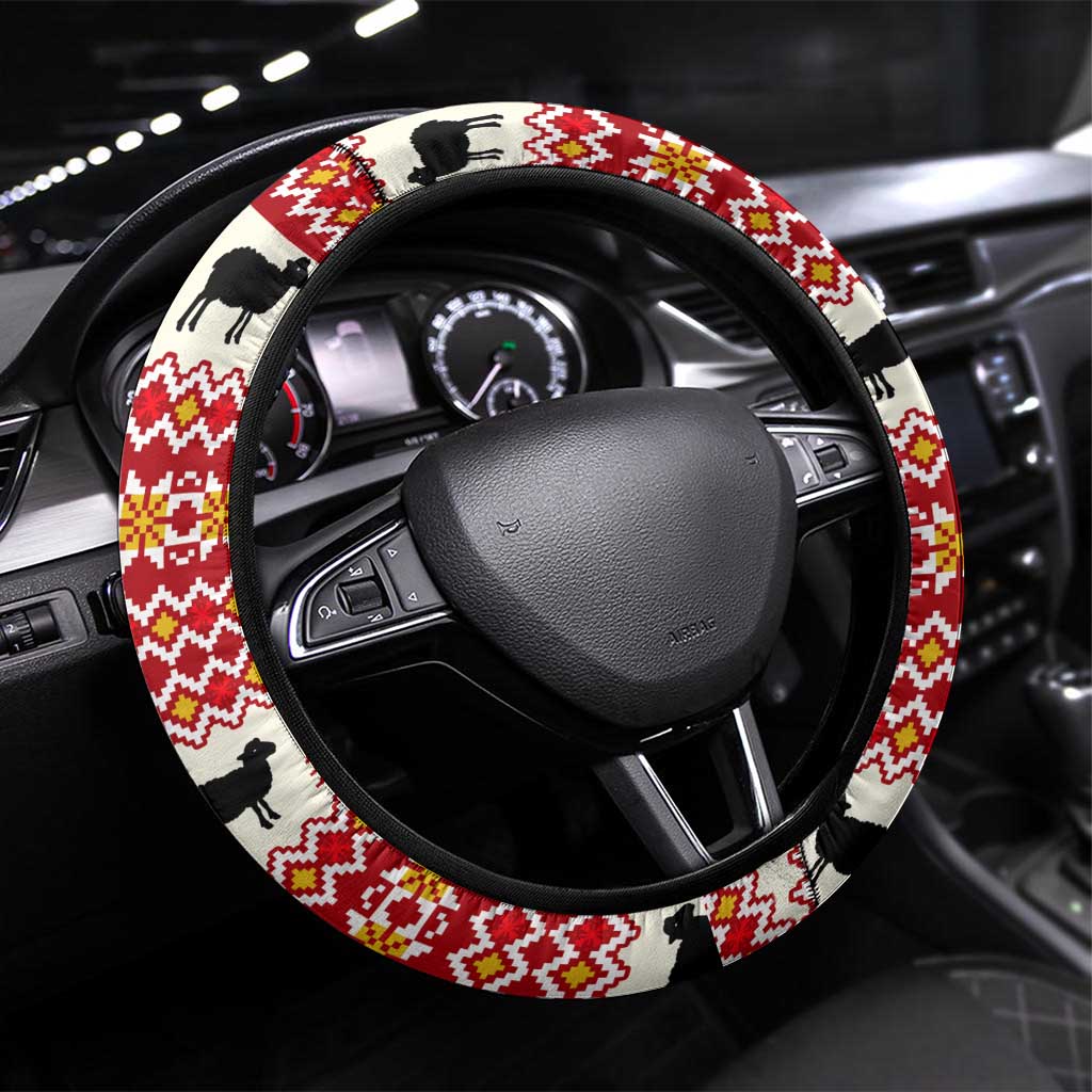 Sheep Merry Christmas Steering Wheel Cover Xmas Holiday Patterns - Wonder Print Shop