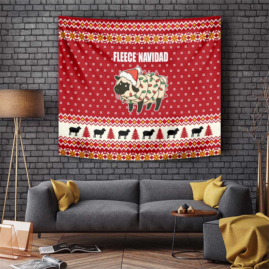 Sheep Merry Christmas Tapestry Xmas Holiday Patterns - Wonder Print Shop