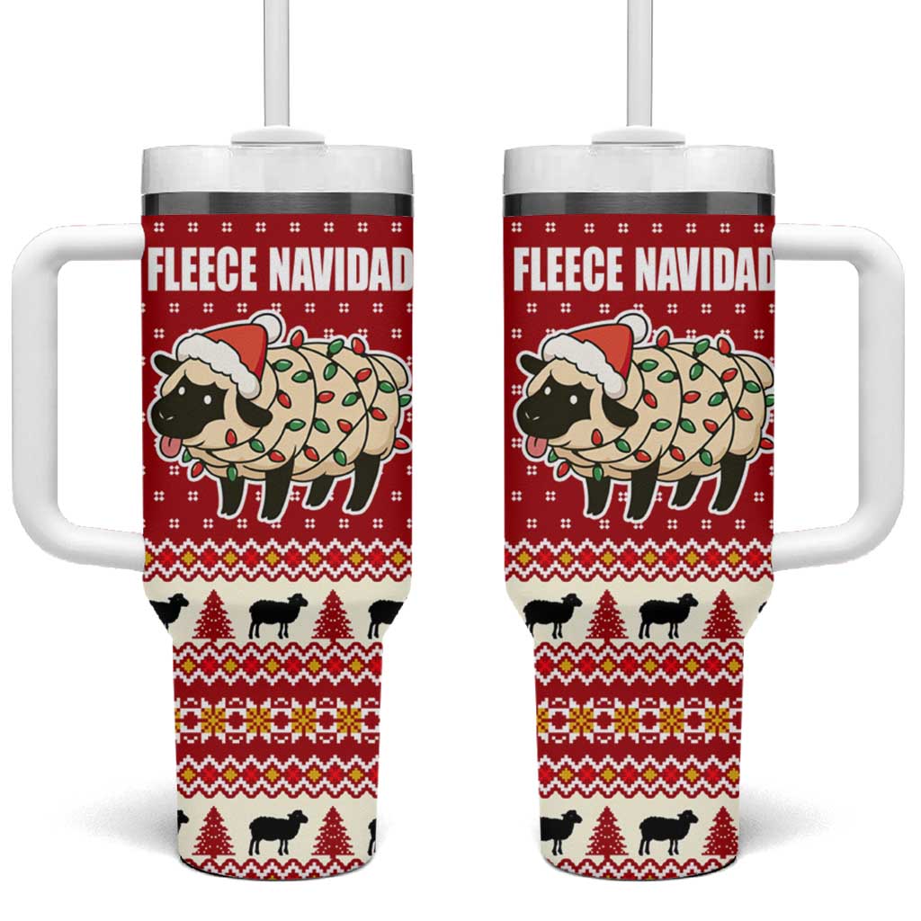 Sheep Merry Christmas Tumbler With Handle Xmas Holiday Patterns - Wonder Print Shop
