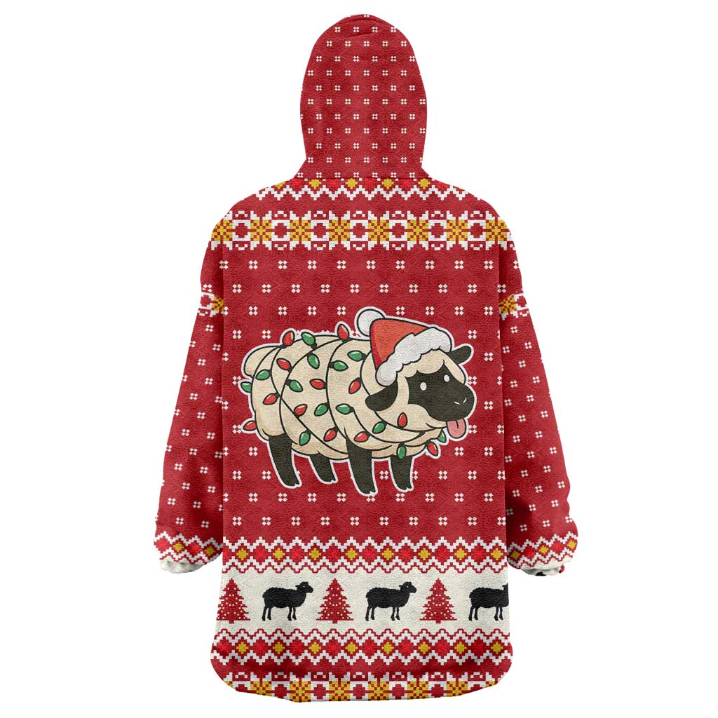 Sheep Merry Christmas Wearable Blanket Hoodie Xmas Holiday Patterns - Wonder Print Shop