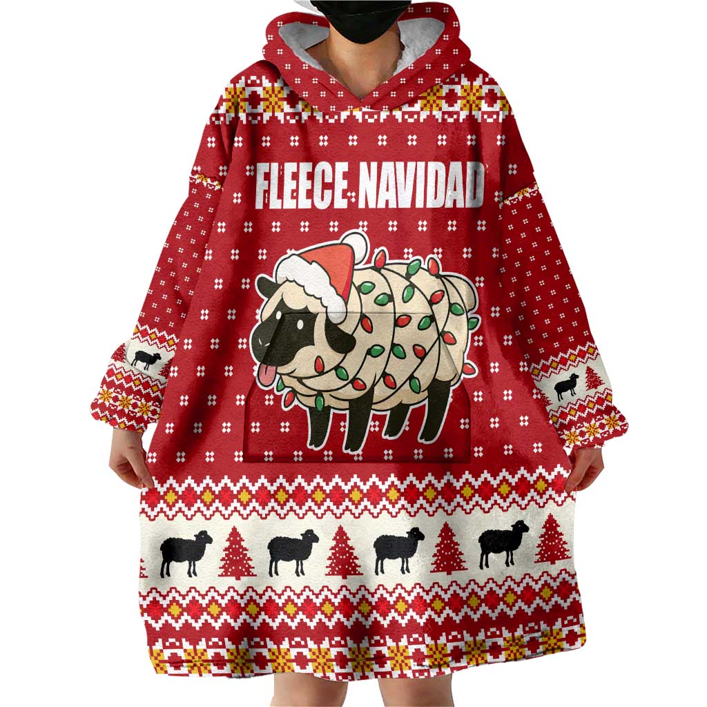 Sheep Merry Christmas Wearable Blanket Hoodie Xmas Holiday Patterns - Wonder Print Shop