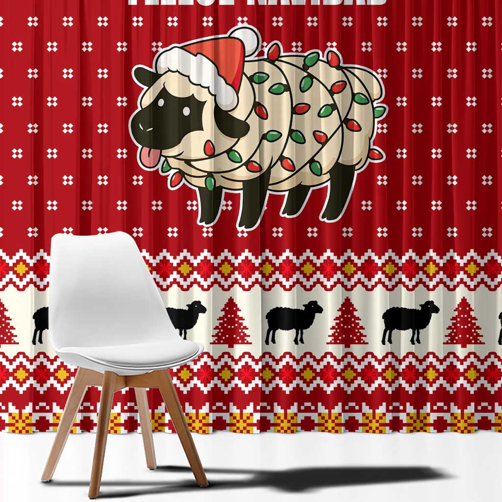 Sheep Merry Christmas Window Curtain Xmas Holiday Patterns - Wonder Print Shop