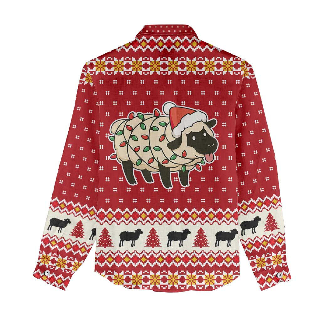 Sheep Merry Christmas Women Casual Shirt Xmas Holiday Patterns - Wonder Print Shop