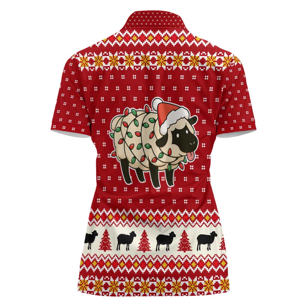 Sheep Merry Christmas Women Polo Shirt Xmas Holiday Patterns - Wonder Print Shop