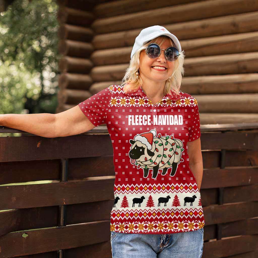 Sheep Merry Christmas Women Polo Shirt Xmas Holiday Patterns - Wonder Print Shop