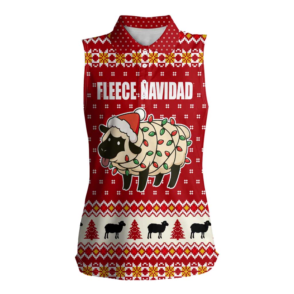 Sheep Merry Christmas Women Sleeveless Polo Shirt Xmas Holiday Patterns - Wonder Print Shop