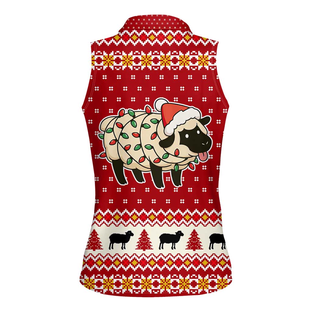 Sheep Merry Christmas Women Sleeveless Polo Shirt Xmas Holiday Patterns - Wonder Print Shop