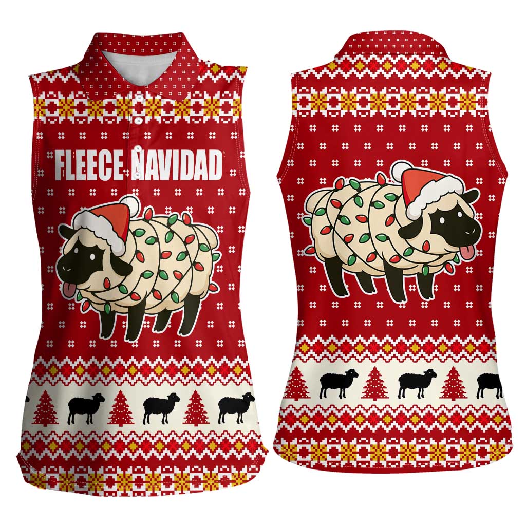 Sheep Merry Christmas Women Sleeveless Polo Shirt Xmas Holiday Patterns - Wonder Print Shop
