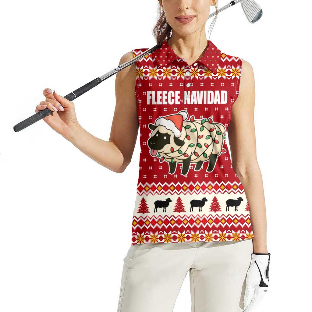 Sheep Merry Christmas Women Sleeveless Polo Shirt Xmas Holiday Patterns - Wonder Print Shop