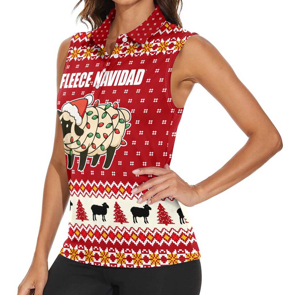 Sheep Merry Christmas Women Sleeveless Polo Shirt Xmas Holiday Patterns - Wonder Print Shop