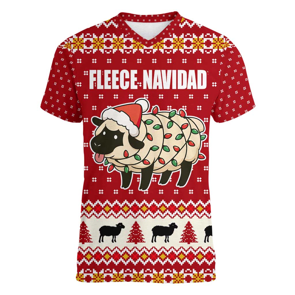 Sheep Merry Christmas Women V-Neck T-Shirt Xmas Holiday Patterns - Wonder Print Shop